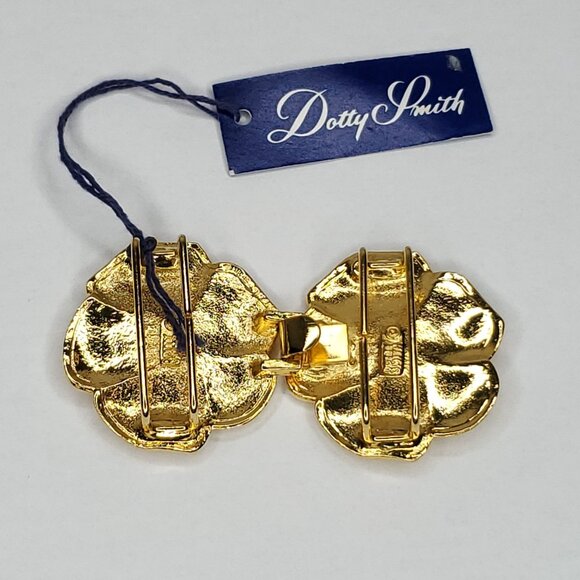 Vintage Dotty Smith Belt Buckle Flower Floral Gold Tone Metal